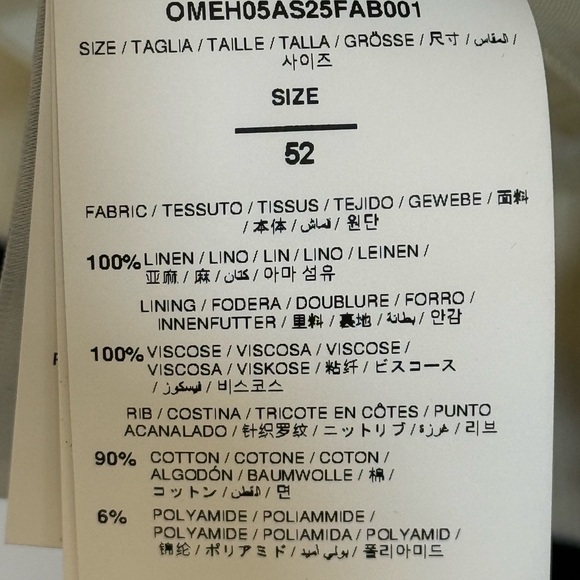 Off-White Italic linen Varsity Jacket - 52 - Brand New - Picture 9 of 14